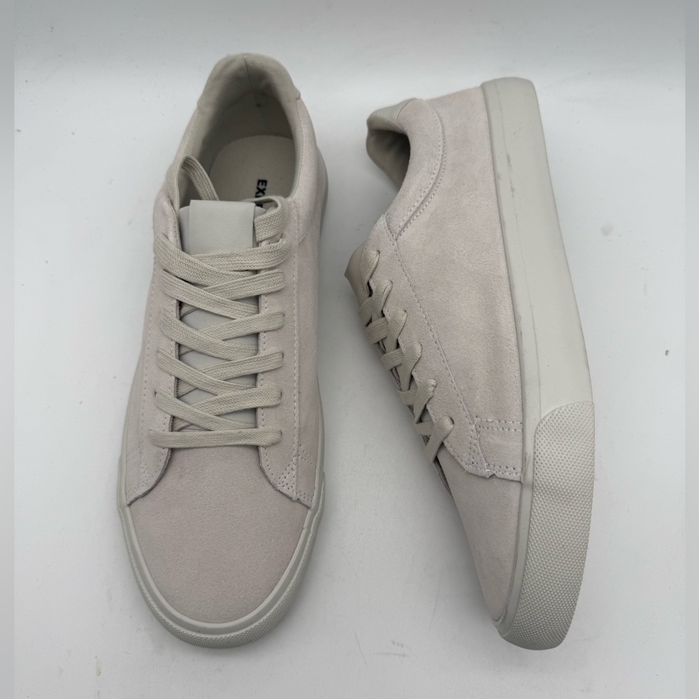 BRAND NEW Men's EXPRESS Suede Leather Bone Off White Sneakers Size 10 - Picture 4 of 7